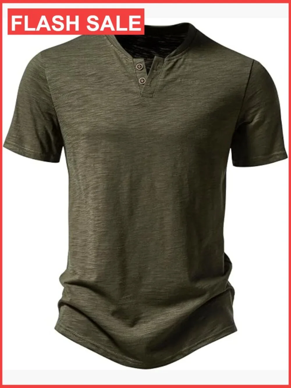Men's Stretchy Short Sleeve Henley T-Shirt 2 Button Notch Neck Tee